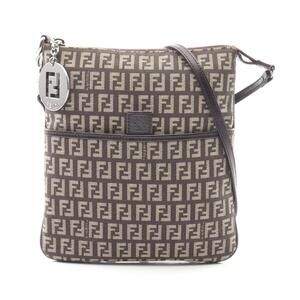 Fendi Zucchino Shoulder Bag/Handbag, Canvas and Leather, Women's, Brown, 8BT150